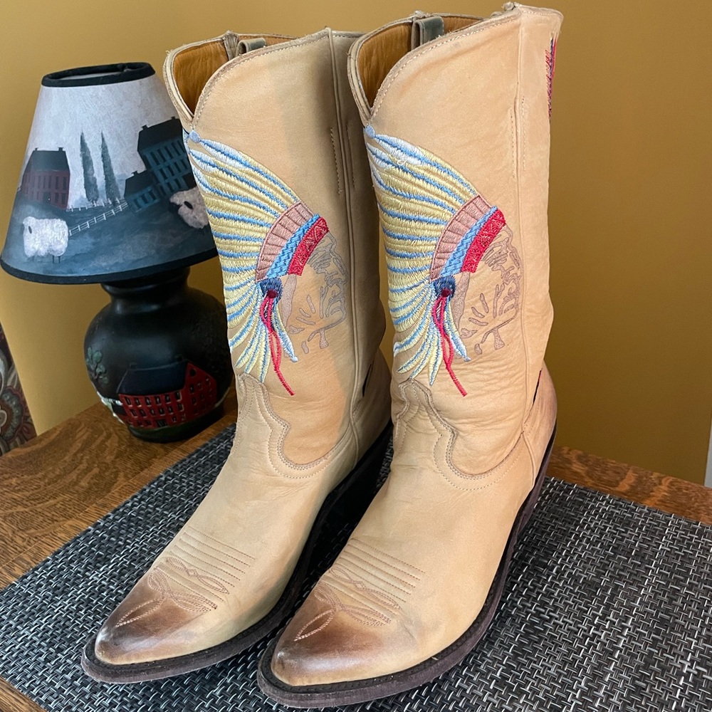 Kemosabe Old Gringo Golden Indian Arrow Boots Headress Feather